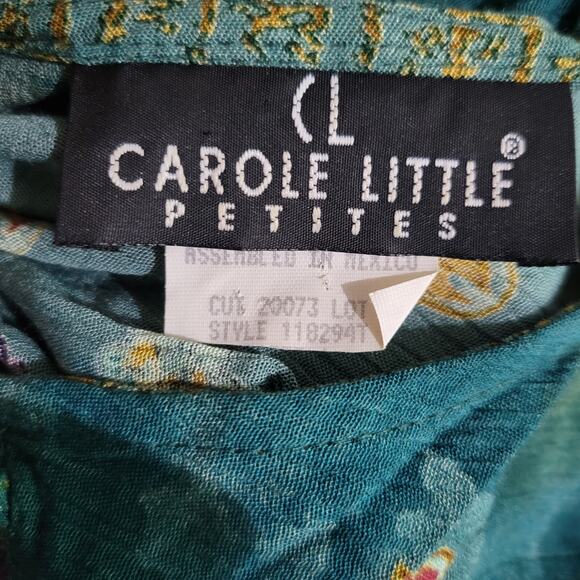 Vintage Carole Little Pant Suit Matching Set Green Teal Tassel Boxy Petite Small - Picture 7 of 16